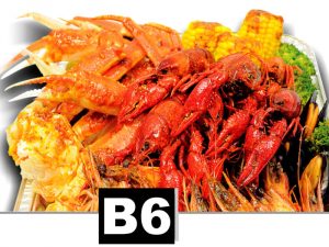 B6 – 3 Snow Crab legs, 35 Shrimp or 20 Shrimp & 30 Crawfish | 20 Mussels or 2 Sausage